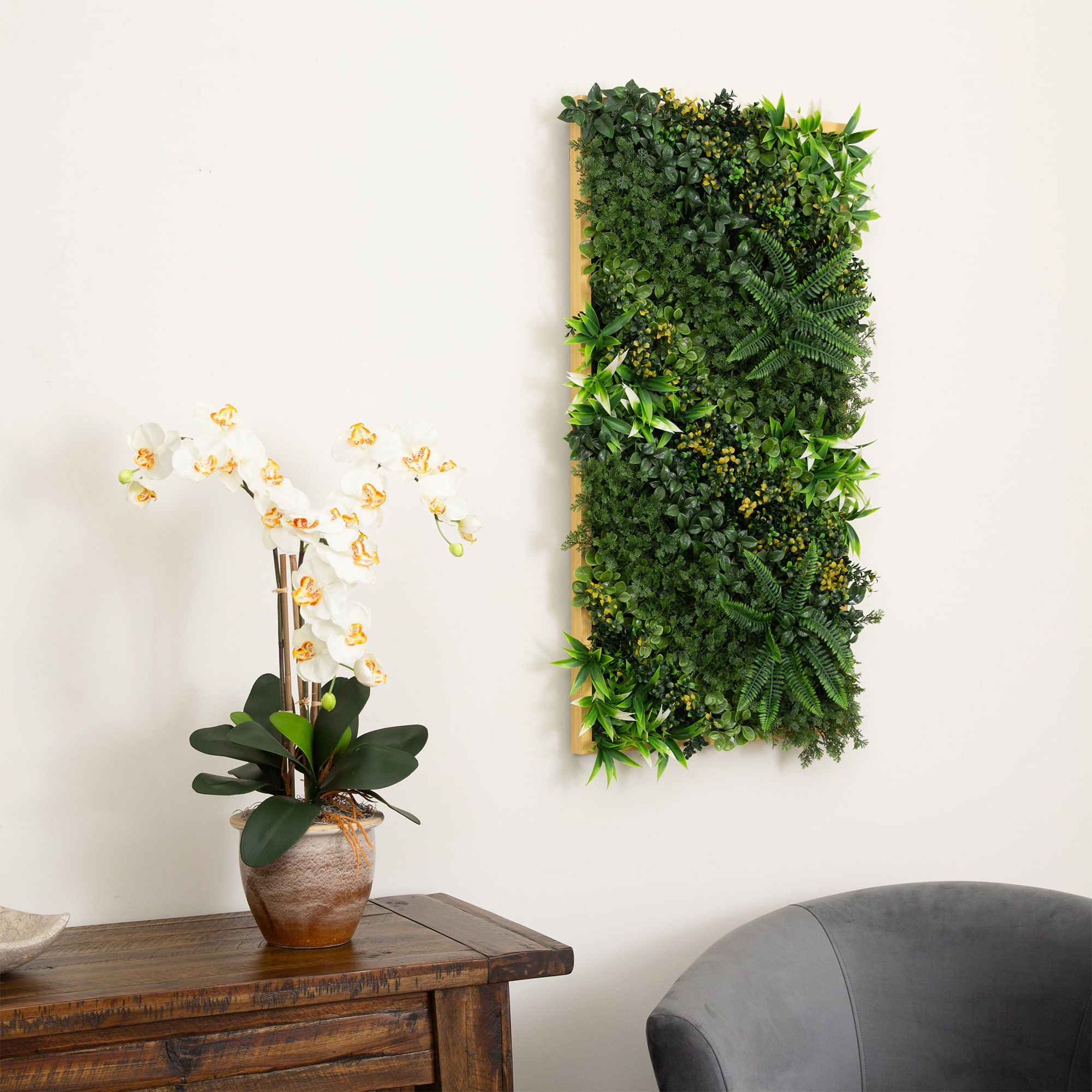 20" x 40" Framed Hawaiian Islands Artificial Living Wall Art Panel